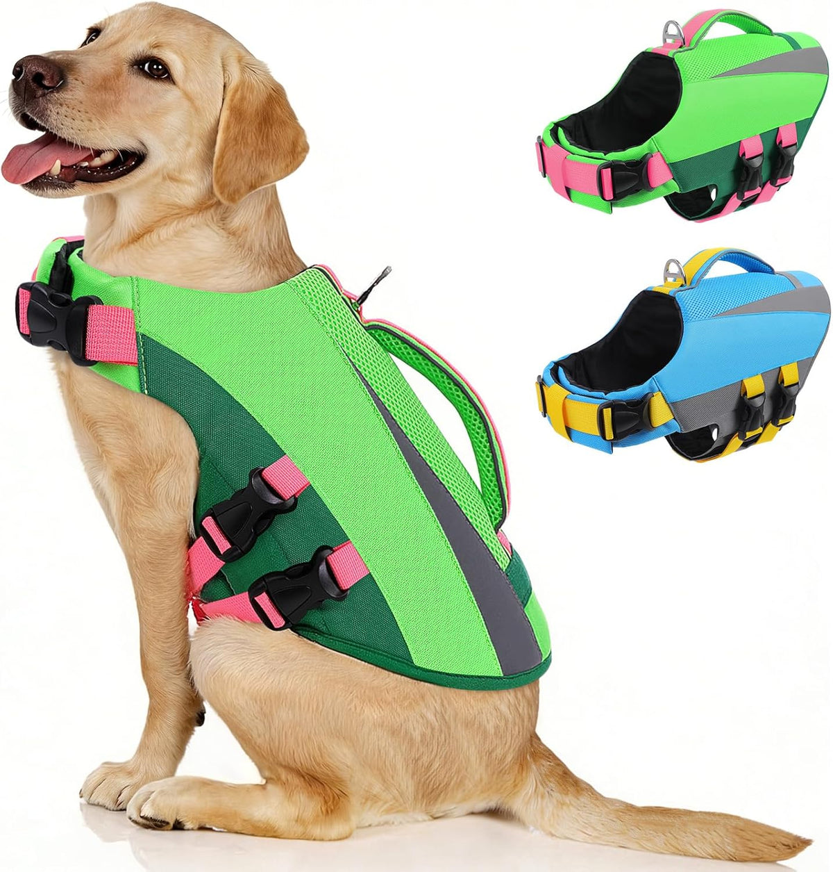 Queenmore Dog Life Vest for Swimming Boating, Adjustable Medium Dog lifejacket with Durable Rescue Handle, Puppy Life Vest with Enhanced Buoyancy for Swimming Pool Beach Boating, Blue, M - Image 14