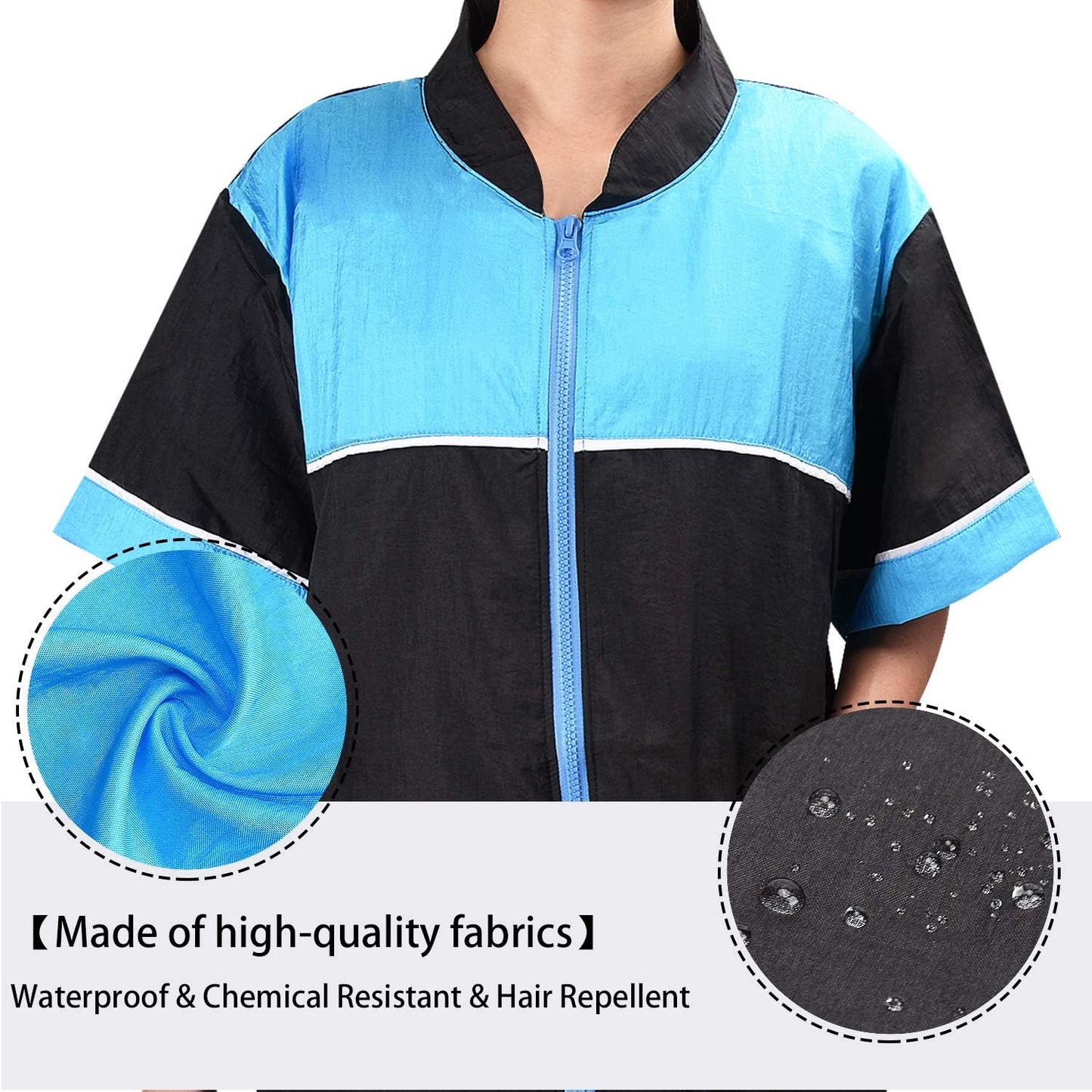 Professional groomer wearing Noverlife water resistant jacket