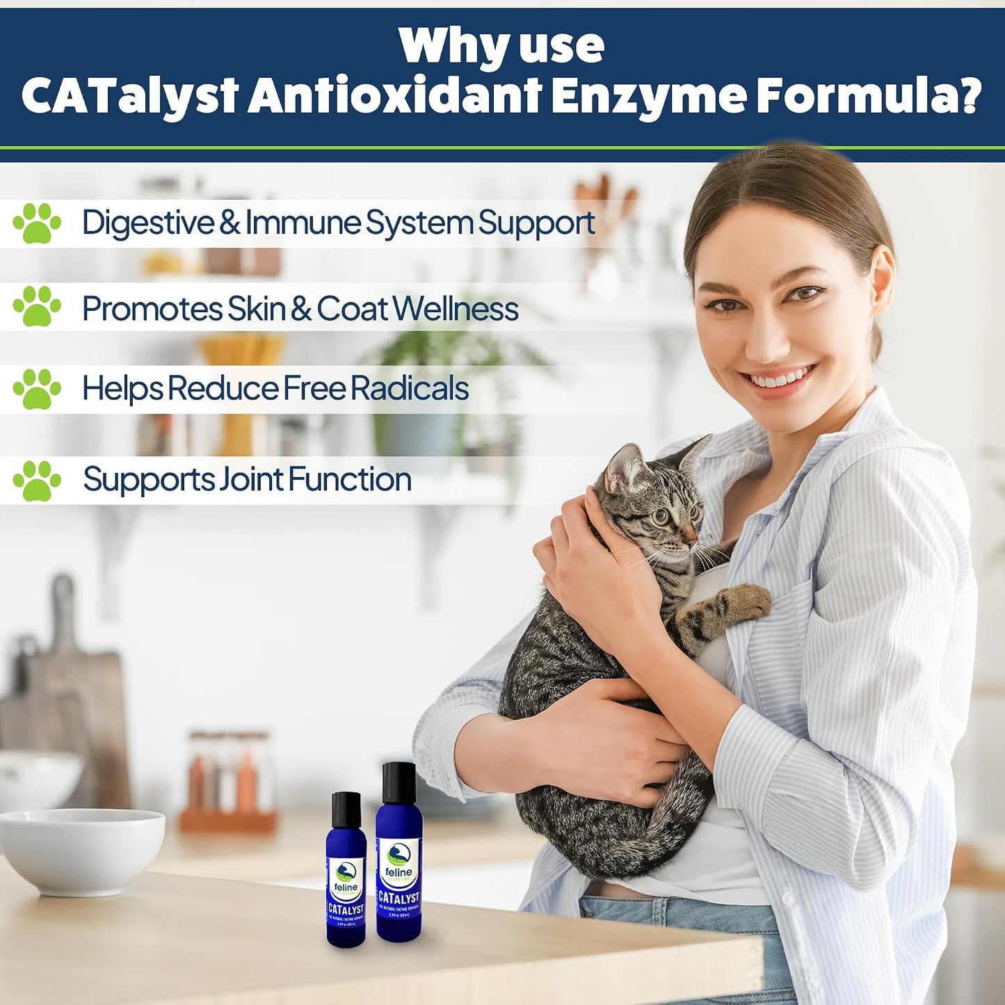 Feline Essential liquid digestive enzymes for cats supplement bottle side label details