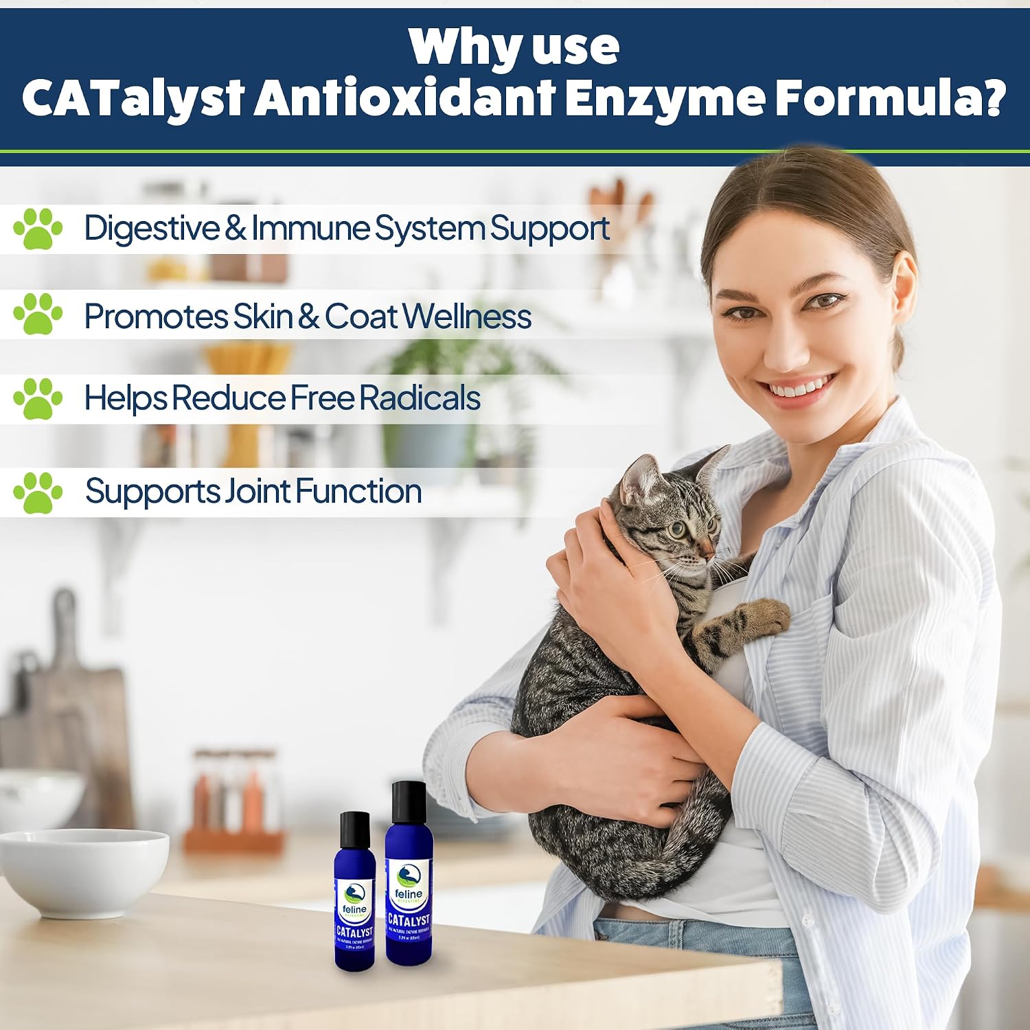 Feline Essential liquid digestive enzymes for cats supplement bottle side label details