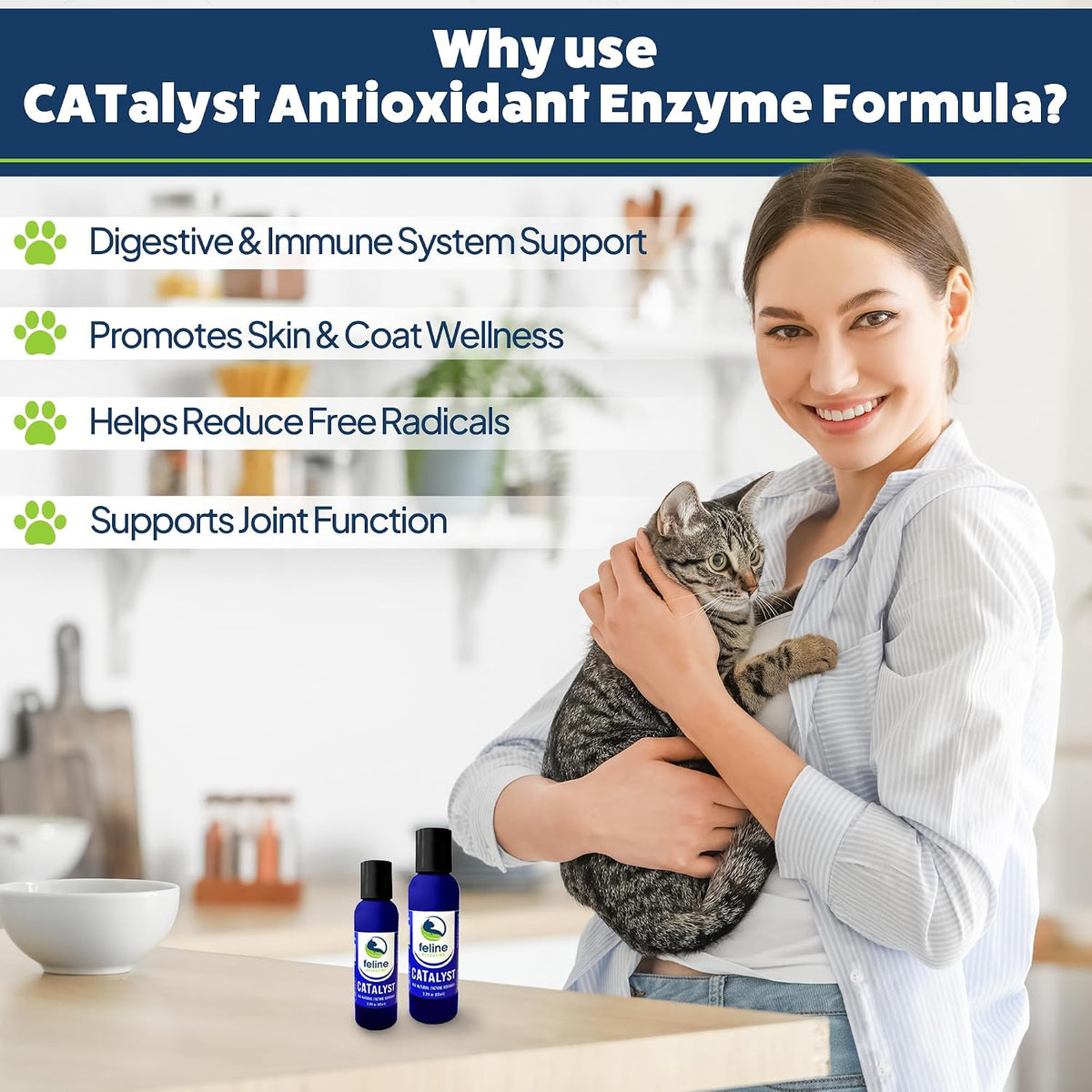 Feline Essential liquid digestive enzymes for cats supplement bottle side label details