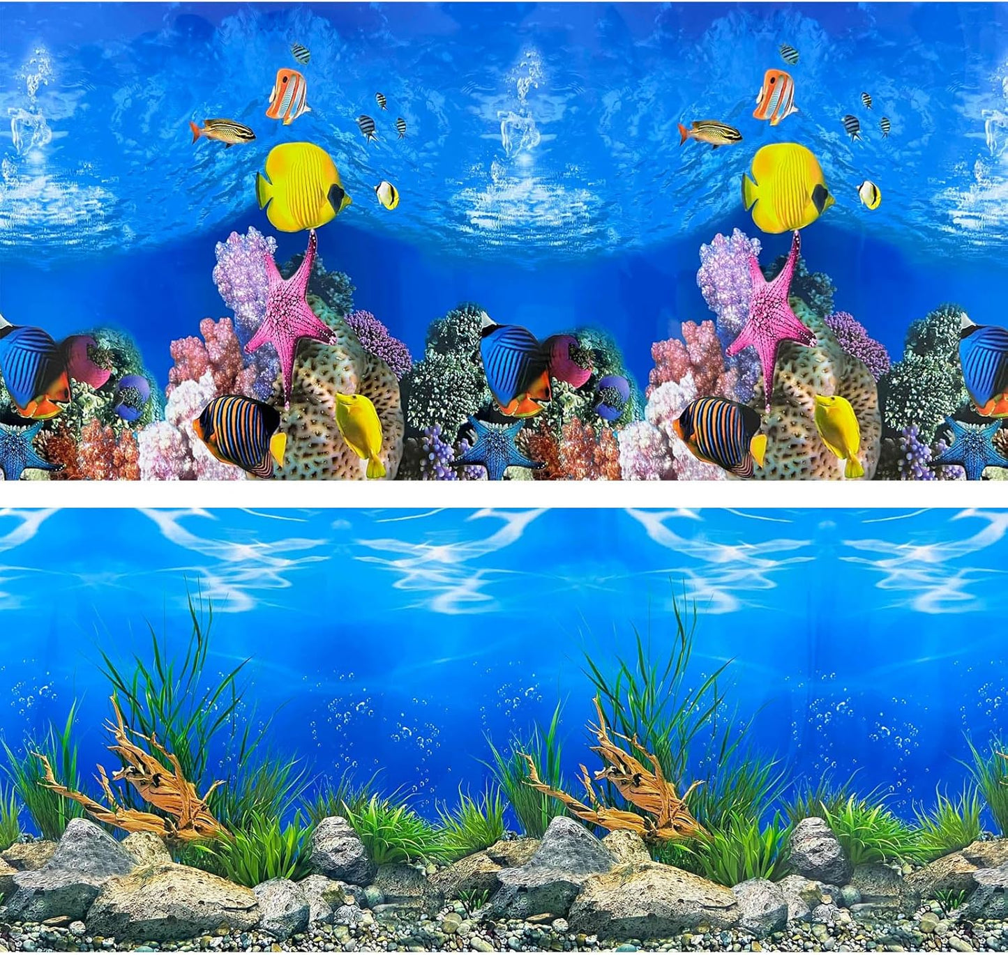 XCNO Fish Backgrounds Paper Double Sides Undersea Aquarium Background Poster Colorful Sea Anemone Fish Tank Background Sticker Decorations 12"x 25" - Image 12