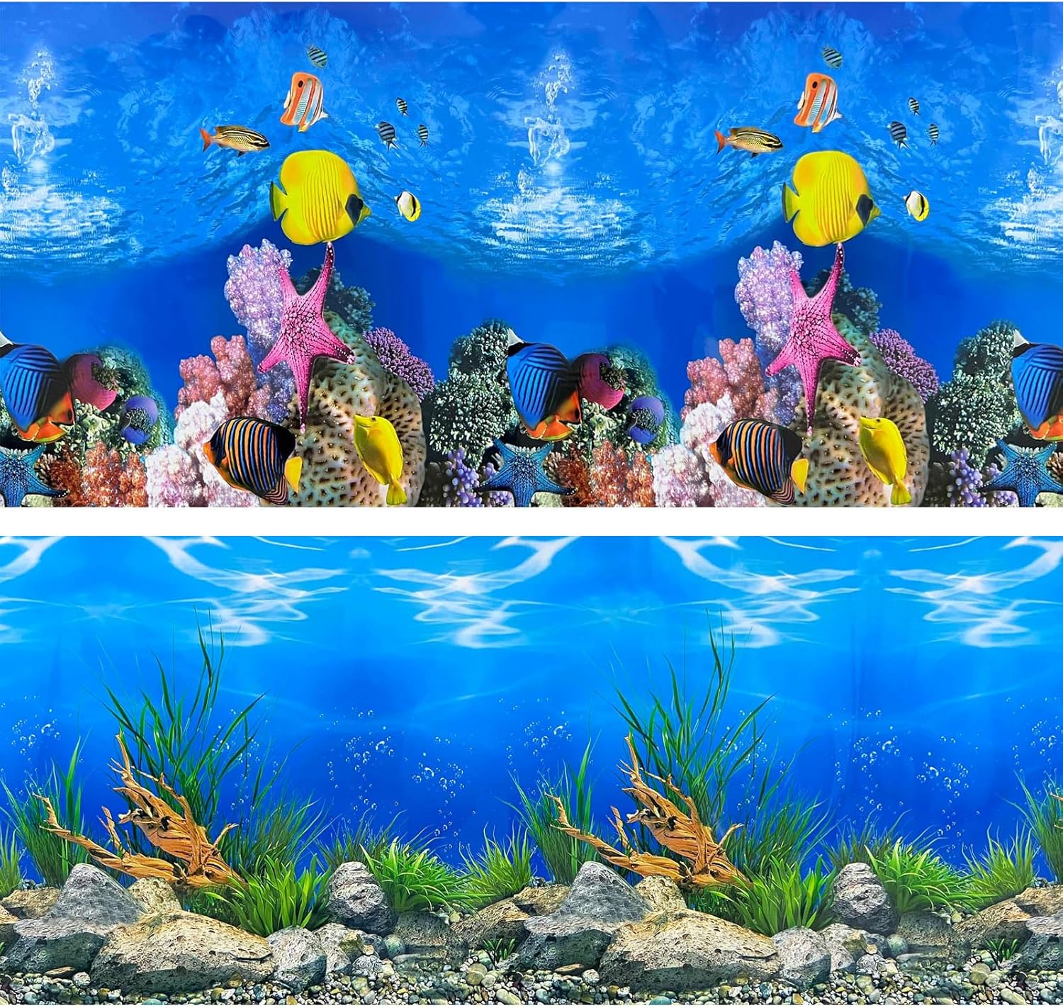 XCNO Fish Backgrounds Paper Double Sides Undersea Aquarium Background Poster Colorful Sea Anemone Fish Tank Background Sticker Decorations 12"x 25" - Image 12