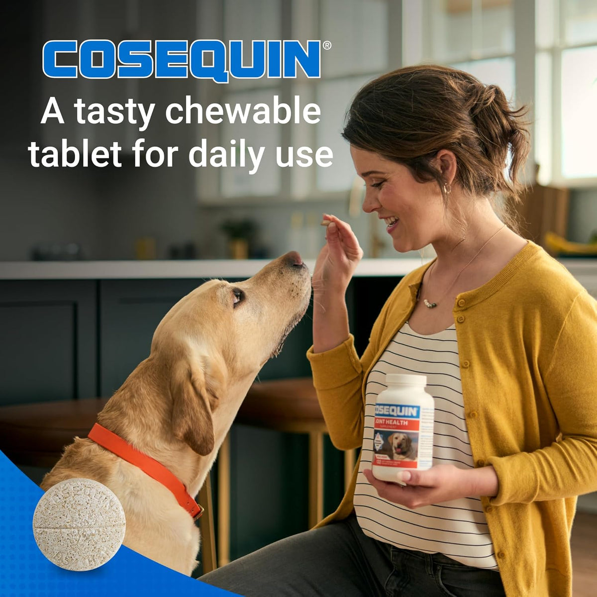 Nutramax Cosequin maximum strength chewable tablets container with cap open