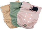 Grecle reusable doggie diapers in pink showing the soft inner bird-eye mesh lining and sewn-in pad.