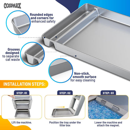Cosparx brand packaging for the reusable litter tray