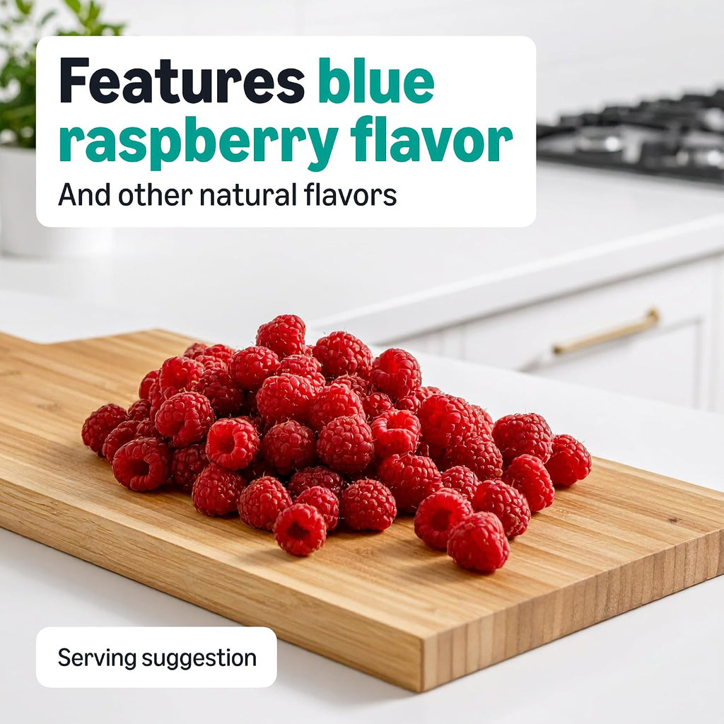 Amazon Basics Prebiotic And Probiotic Gummies bottle with blue raspberry gummies