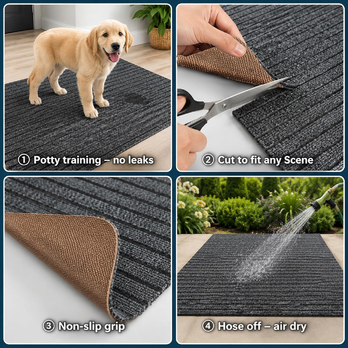 Wibeelee dog mat positioned under a large dog crate