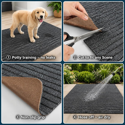 Wibeelee dog mat positioned under a large dog crate