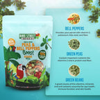 Nutrient rich freeze dried peas and bell peppers for parrots