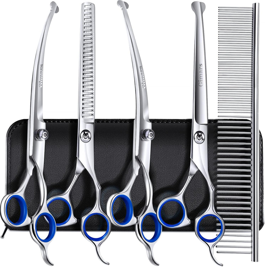 Gimars Titanium Coated Professional 6 in 1 4CR Stainless Steel Dog Grooming Scissors with Safety Round Tip, Heavy Duty Pet Grooming Scissor for Dogs, Cats and Other Animals - Image 15