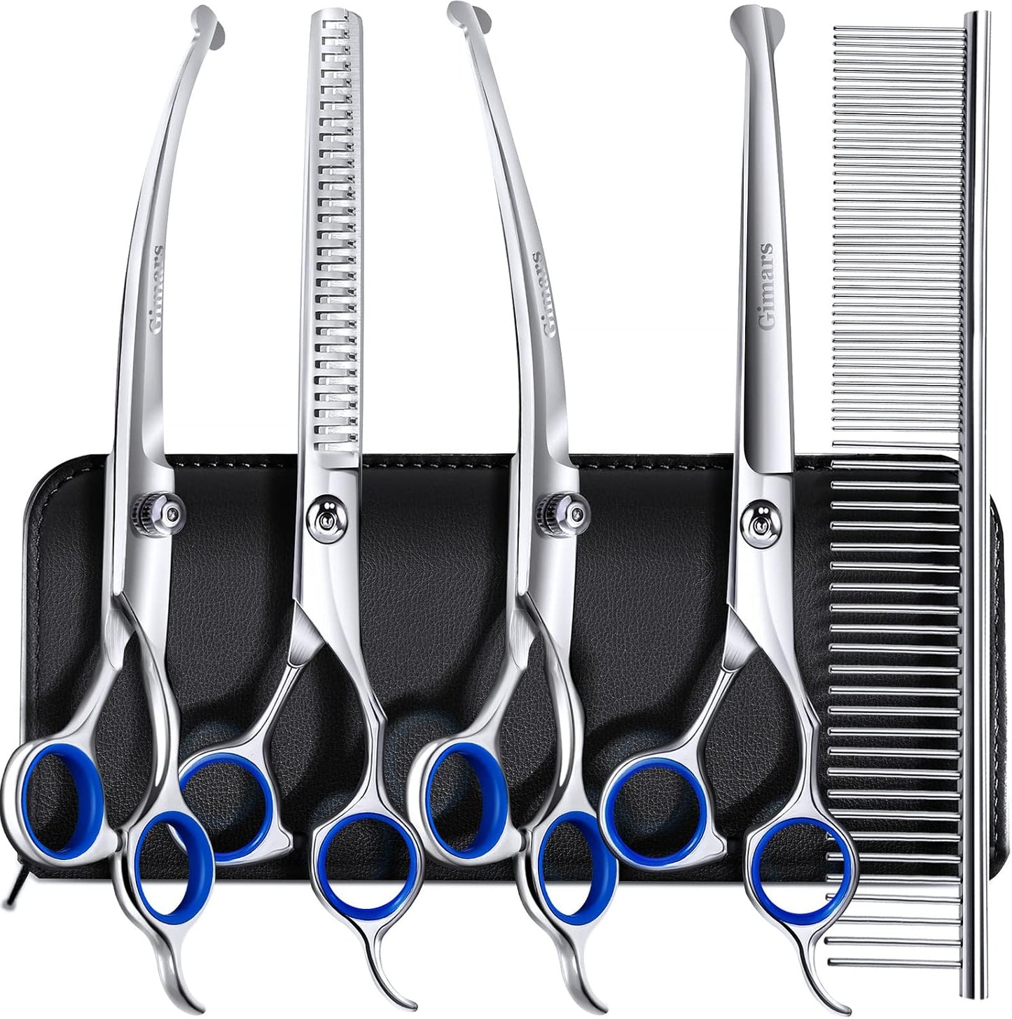 Gimars Titanium Coated Professional 6 in 1 4CR Stainless Steel Dog Grooming Scissors with Safety Round Tip, Heavy Duty Pet Grooming Scissor for Dogs, Cats and Other Animals - Image 15