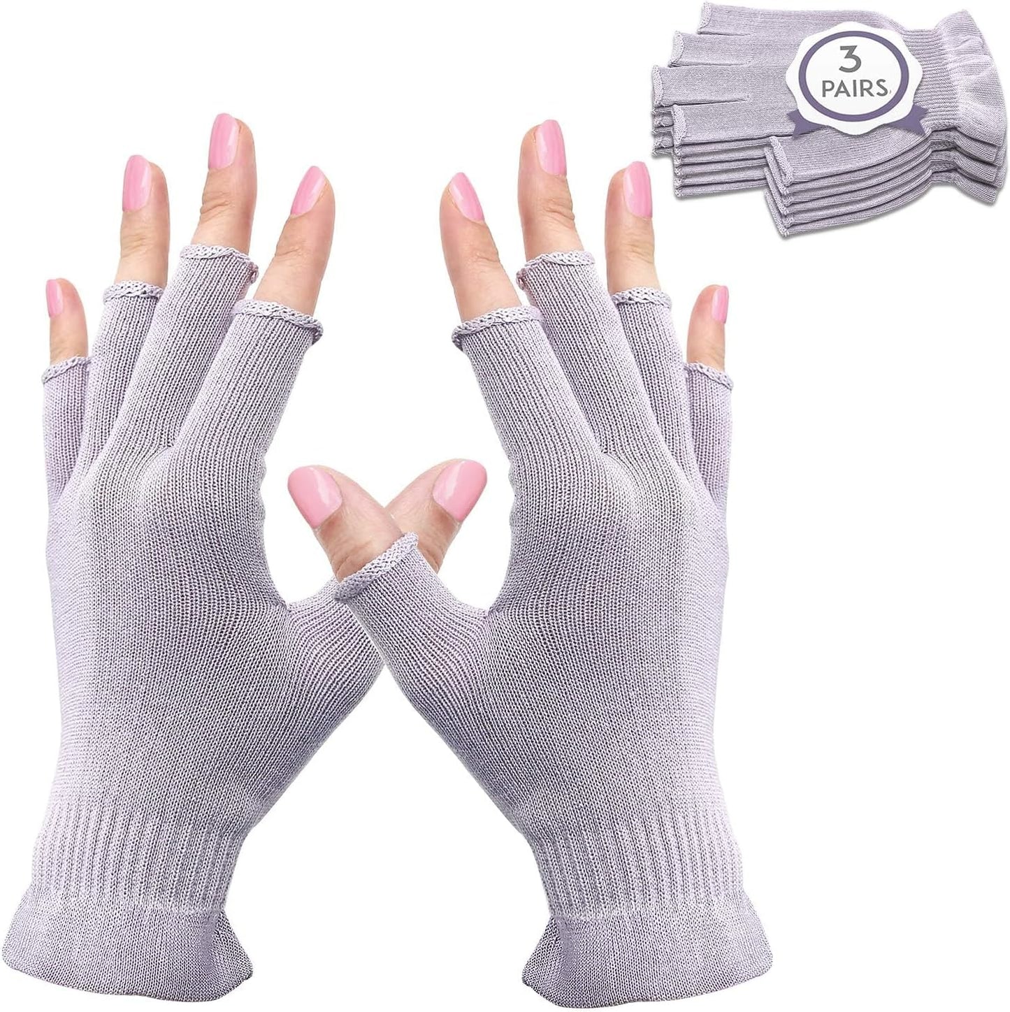 Mig4u fingerless moisturizing beauty gloves pale purple front view