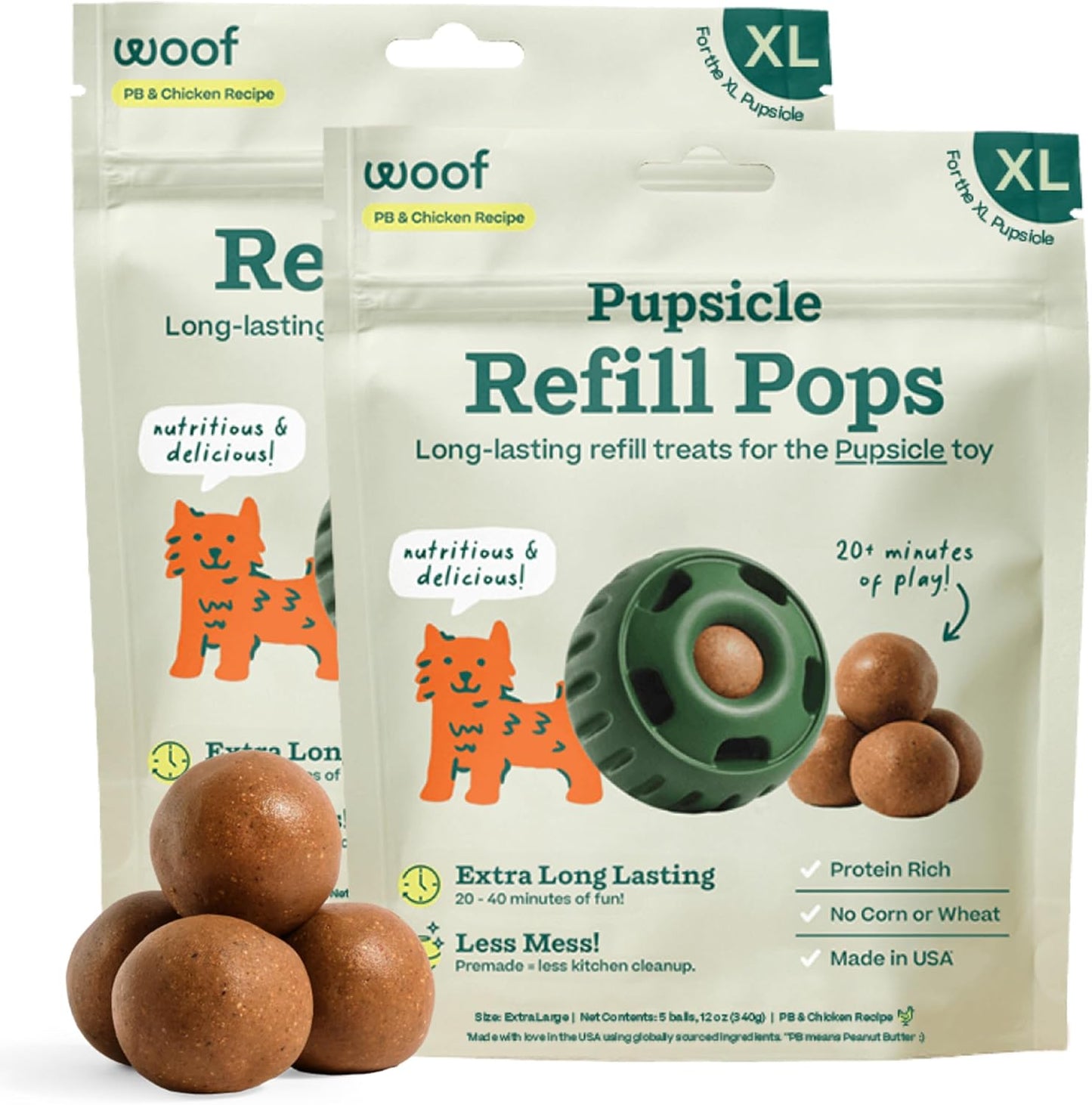 WOOF Pupsicle Refill Pops - Low-Mess Dog Snacks - with Peanut Butter and Beef - Dog Treats - Long Lasting - Large Pops - 7 Count - Image 12