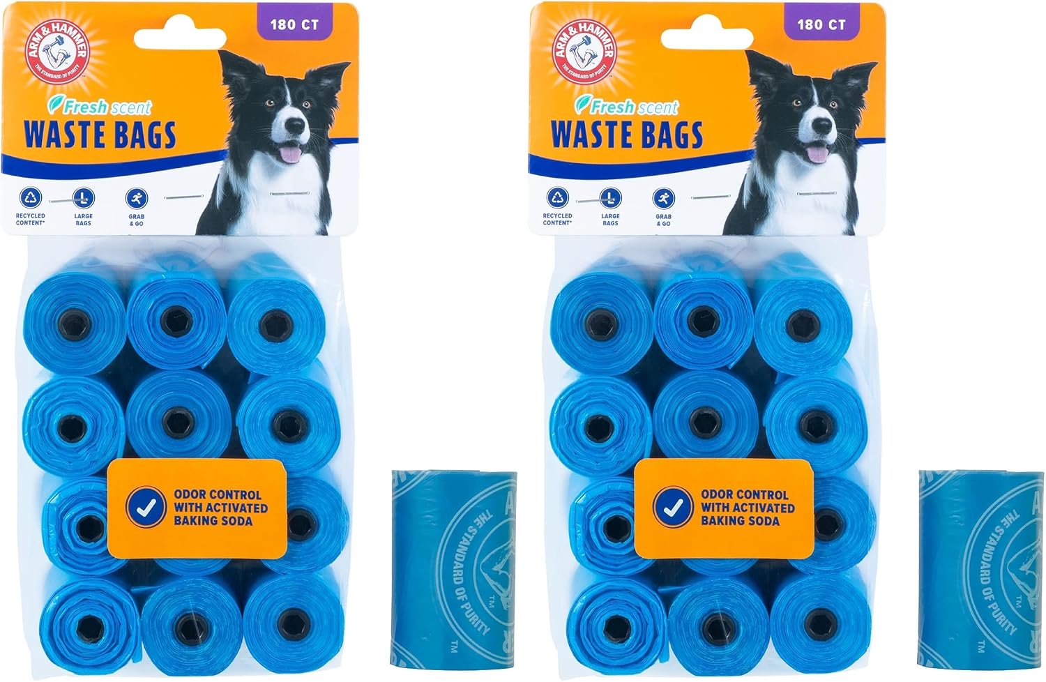 Arm & Hammer Easy-Tear Disposable Dog And Cat Waste Bags With Activated Baking Soda, 180 Dog Poop Bags, 9 x 14 Inches - Image 11