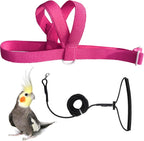 Vanfavori adjustable bird harness front view in magenta color