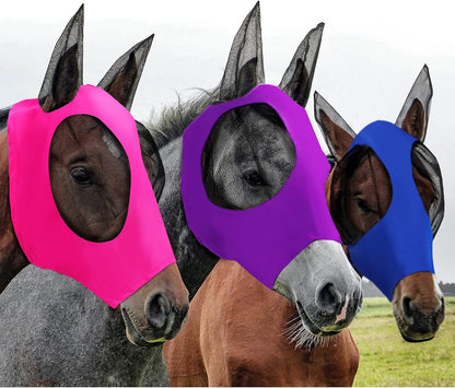 Weewooday horse fly mask full face set with ears front view