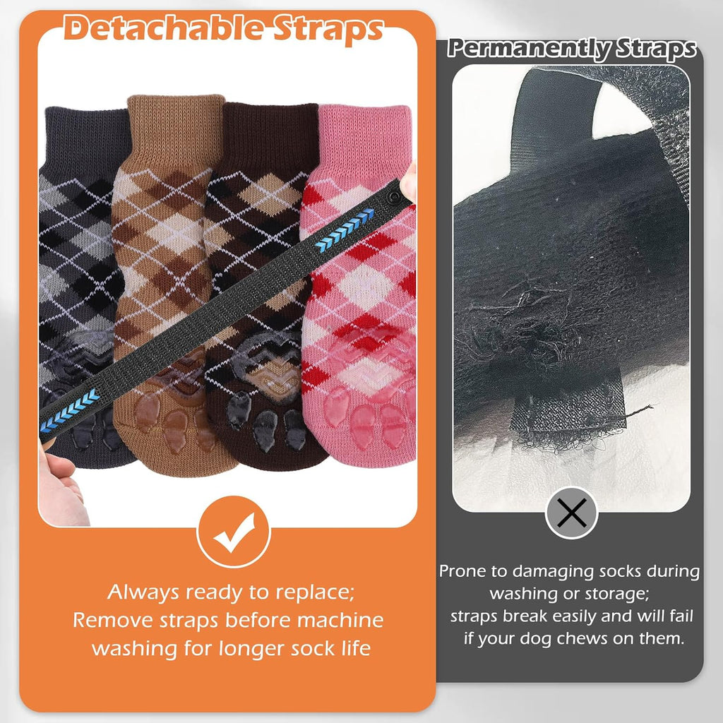 Detailed view of the detachable anti fall strap on dog socks