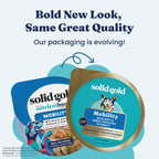 Serving suggestion of Solid Gold wet dog food topper on dry kibble