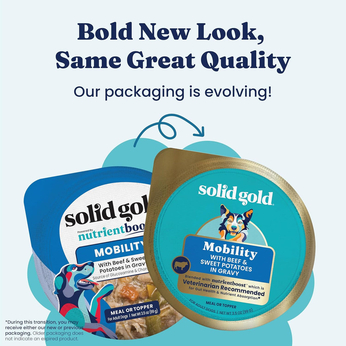 Serving suggestion of Solid Gold wet dog food topper on dry kibble