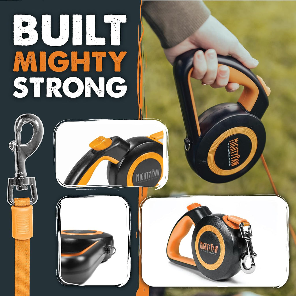 Orange Mighty Paw Retractable Leash packaging