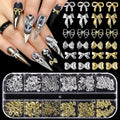 Anower S.A.V.I silver gold bow nail charms front view