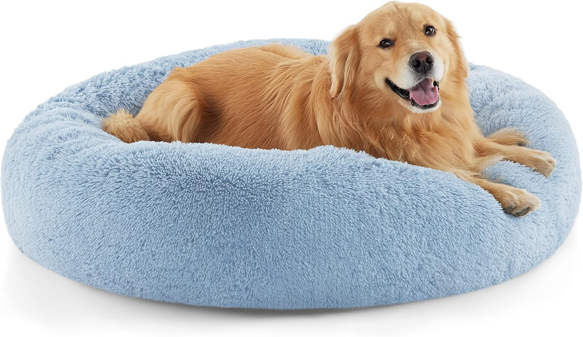 Bedsure Calming Dog Bed Medium Size Dog - Donut Washable Medium Pet Bed, 30 inches Anti-Slip Round Fluffy Plush Faux Fur Cat Bed, Fits up to 45 lbs Pets, Camel - Image 10