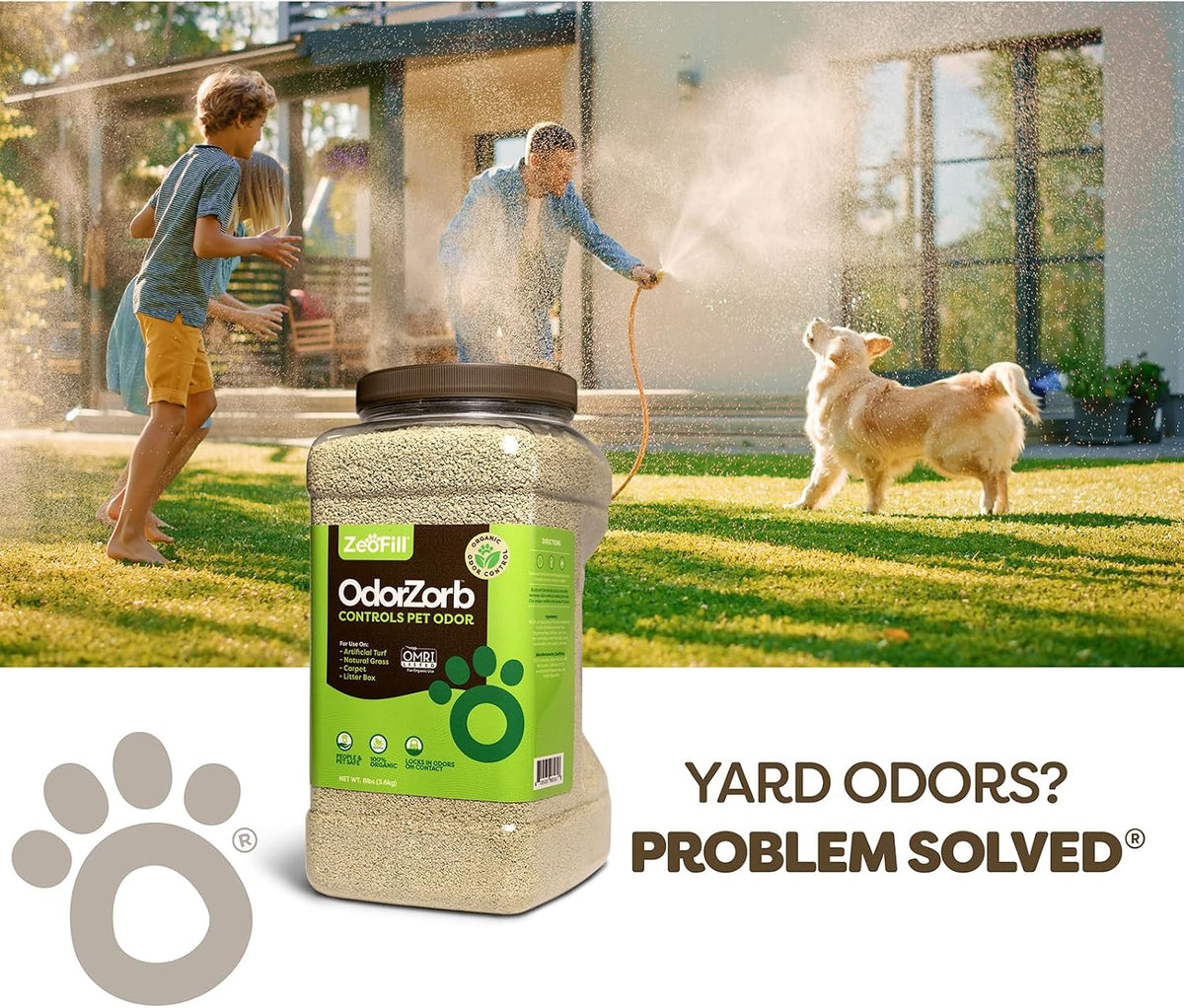 Zeofill 4 pound jar for backyard odor control