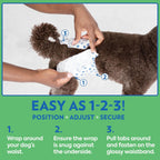 Demonstration of the color changing wetness indicator strip on the disposable pet diaper