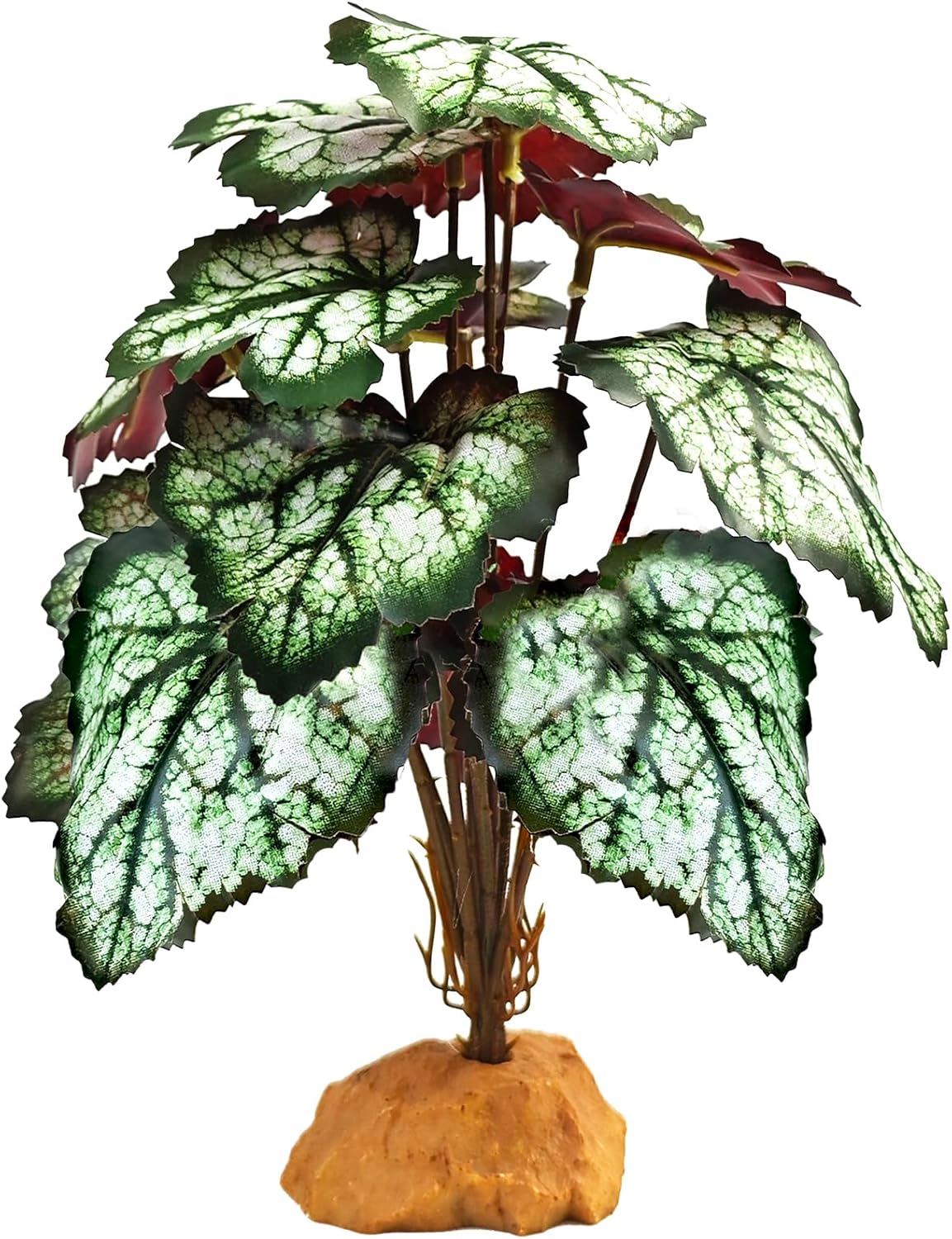 Woyrise Reptile Artificial Plants for Terrarium Decor, Amphibian Habitat Decorations Bearded Dragon Tank Accessories fit Crested Gecko Leopard Lizard Chameleon Snake Frog - White Edge Heuchera - Image 10