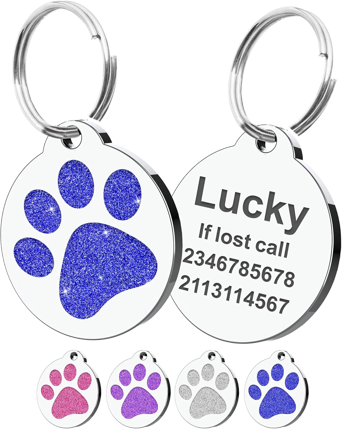 Dog Tags Personalized for Pets Dog Name Tags Personalized Dog Tag Engraved with Any Name & Text Custom Dog ID Tags Glitter Bone ID Tag for Puppy Cat (Pink S, Bone) - Image 14