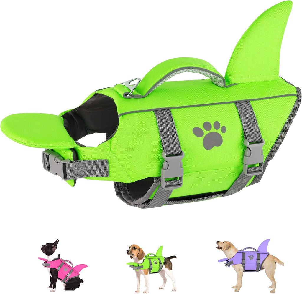 Dogcheer shark fin dog life jacket size small flat lay