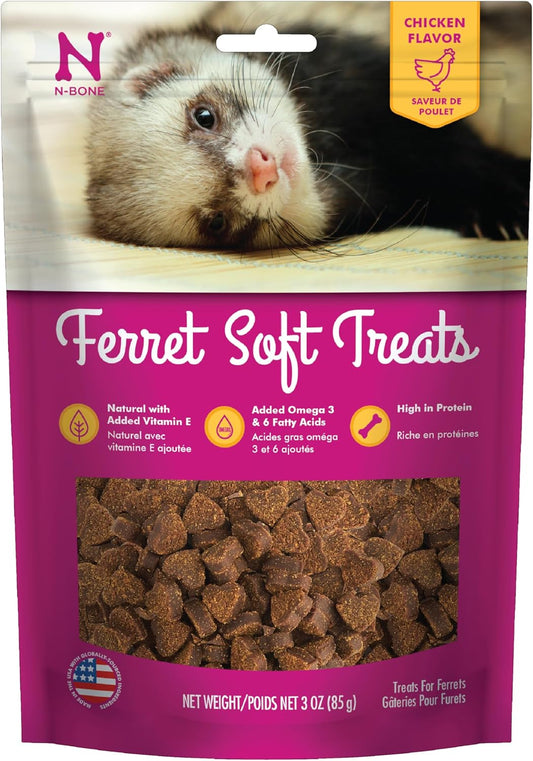 N-Bone Ferret Soft Treats Chicken Flavor three ounce pouch front view