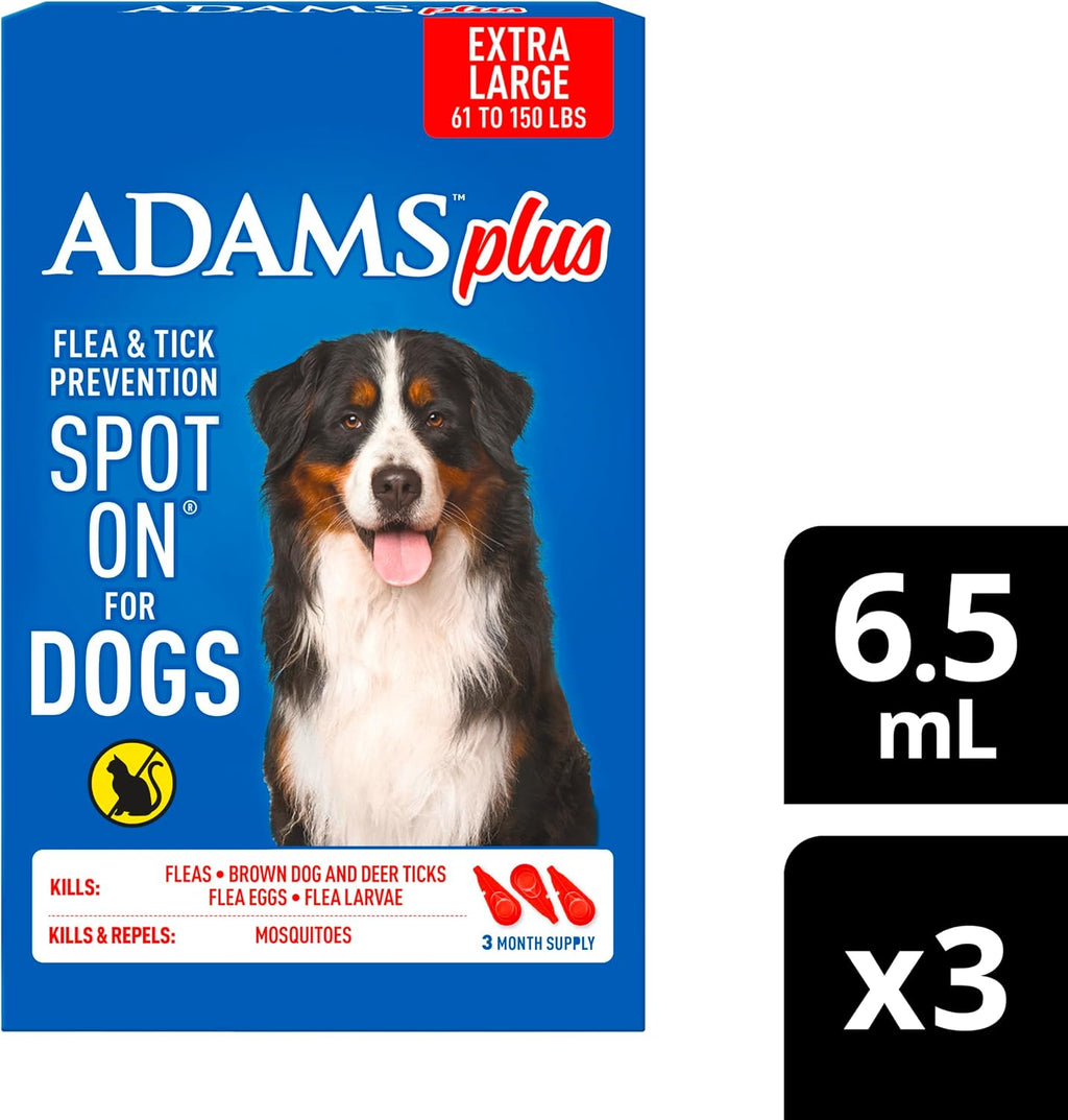 ADAMS Plus Flea & Tick Prevention Spot On for Dogs, Extra Large Dogs, Kills Fleas & Ticks (Brown Dog/Deer Ticks), Kills and Repels Mosquitoes, Prevents Flea Infestations, 3-Month Supply, 3 Pack - Image 10