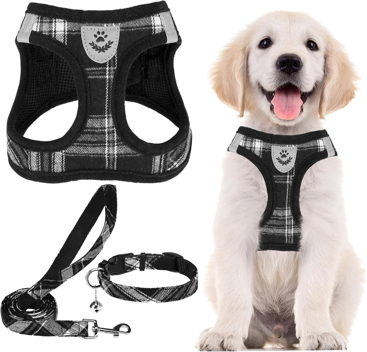 PUPTECK Adjustable Dog Harness Collar and Leash Set Step in No Pull Pet Harness for Small Medium Dogs Puppy and Cats Outdoor Walking Running, Soft Mesh Padded Reflective Vest Harnesses, Beige S - Image 15