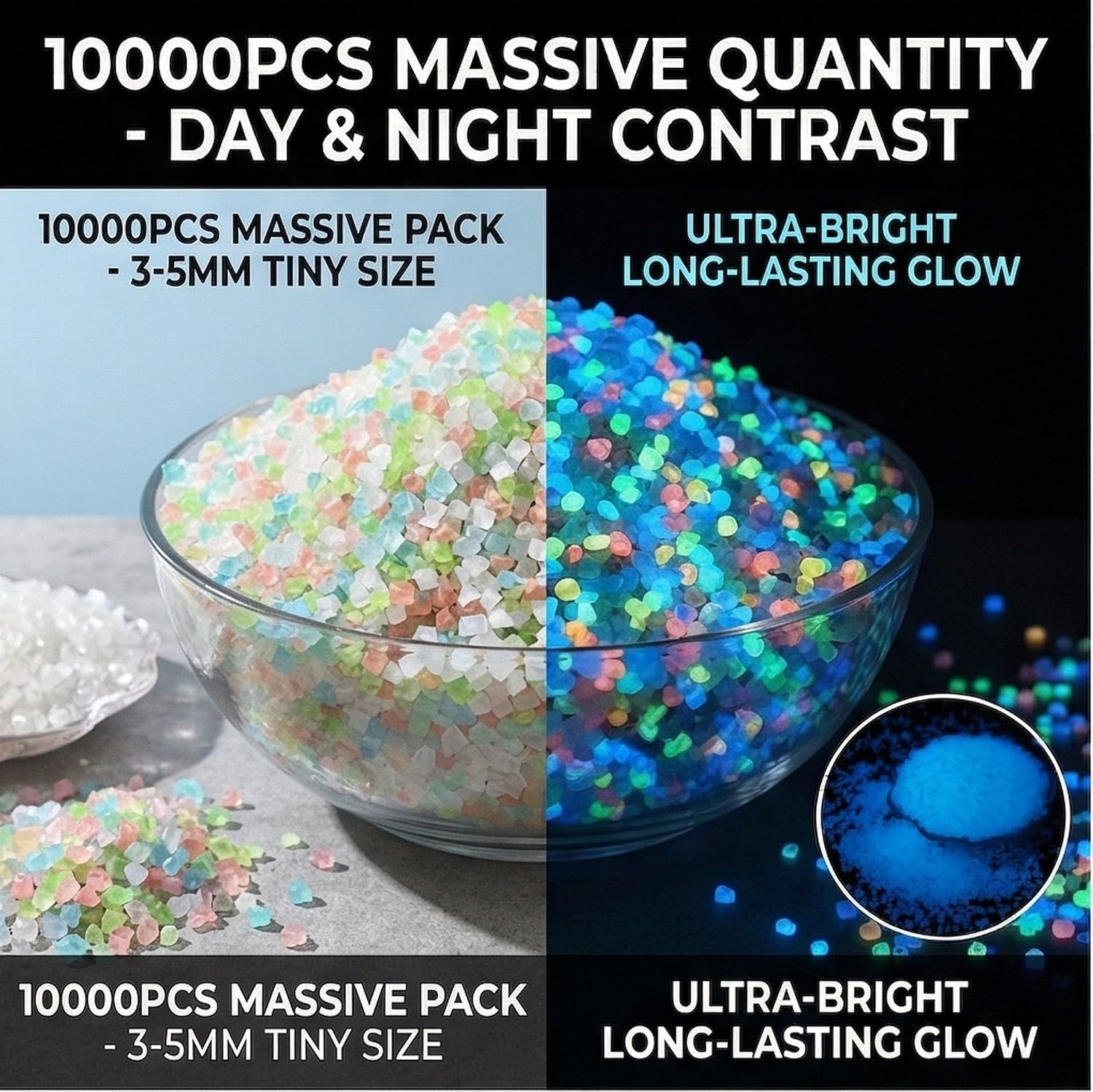 10000-Pack 3-5mm Luminous Resin Sand for Succulents and DIY Crafts Glow in the Dark Stones for Creative Decor Color - Image 9
