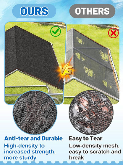 Close-up detail of the reinforced edged taping and solid metal grommets on the MEWTOGO sunblock mesh panel.