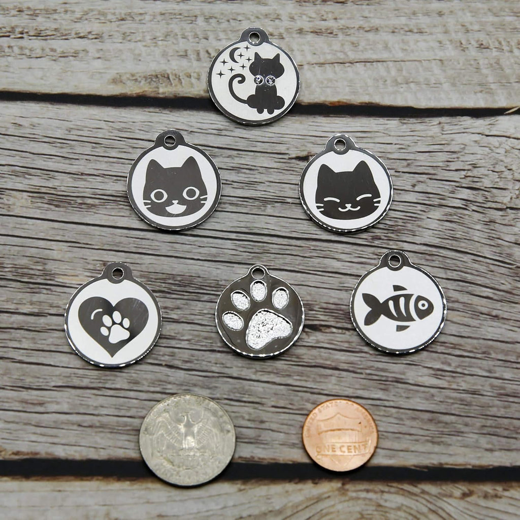 Polished metal pet identification tag with split ring attached