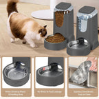 Side angle view of the dual pack WyfKyd gravity cat food feeder and water station.