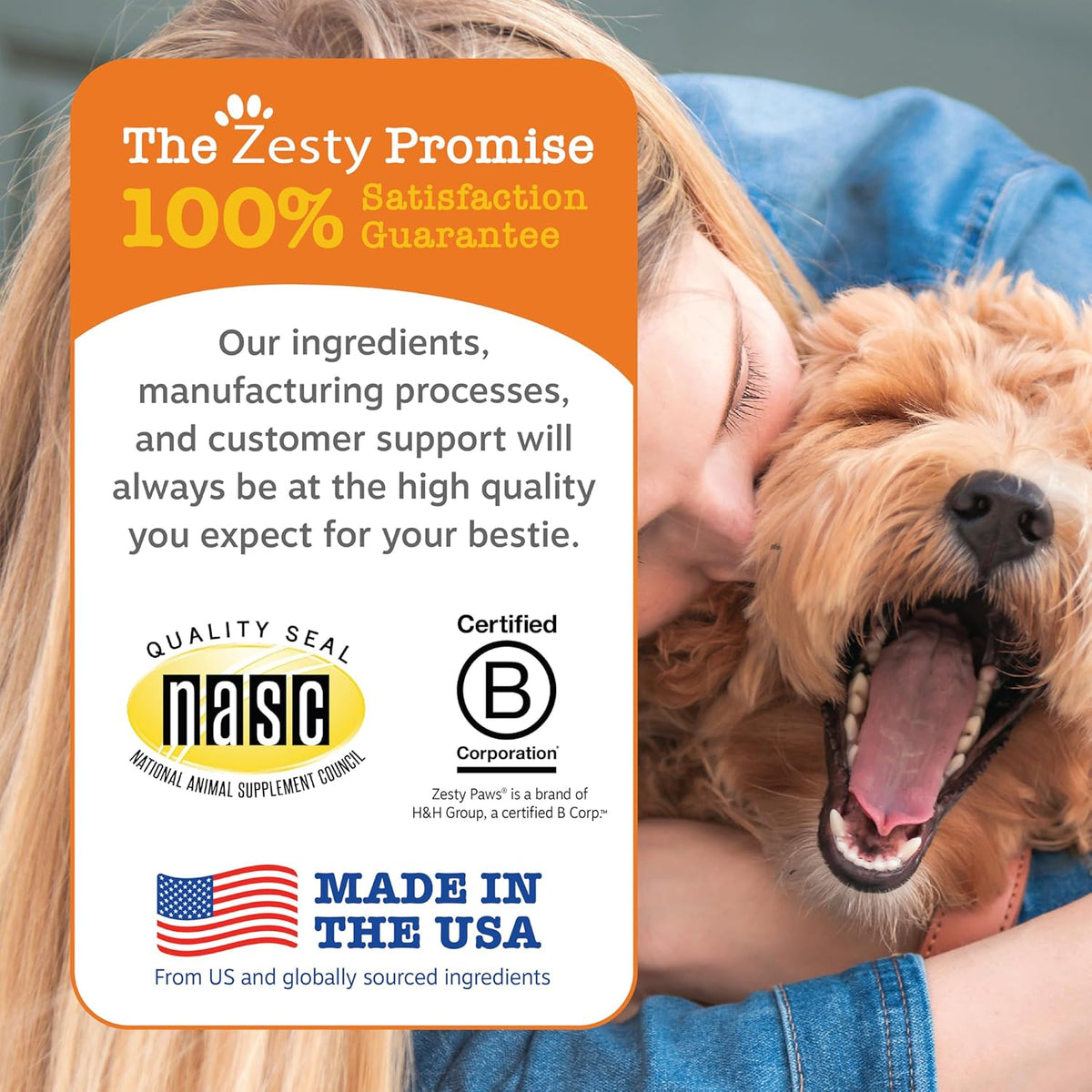 Graphic highlighting digestive support benefits of Zesty Paws