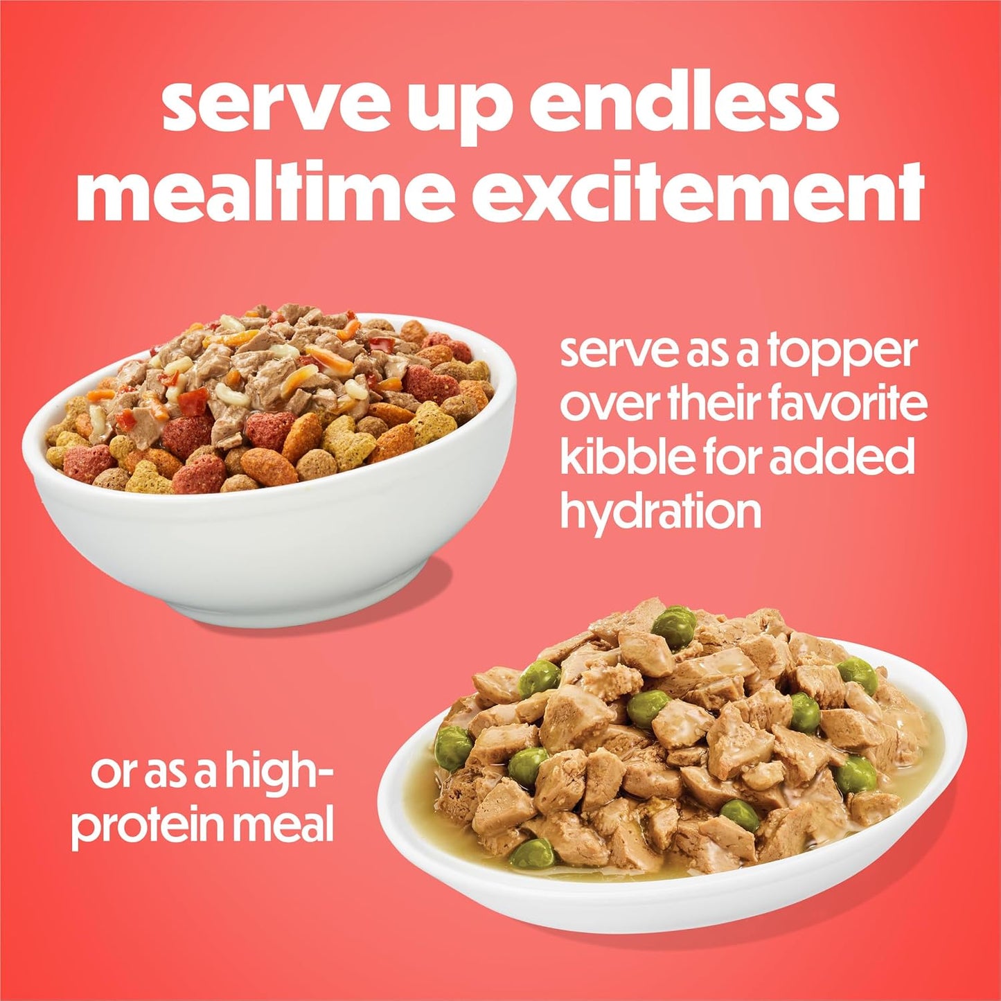 Savory meal topper for adult dogs chicken and steak flavor in gravy