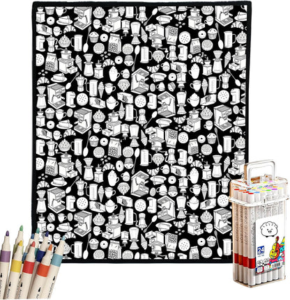 DIY Coloring Blanket for Adults, Color Your Own Velvet Blanket with 24 Washable Markers, Soft Cozy Coloring Kit for Home Decor & Daily Use, Unique Birthday Gift (Cats & Dogs) - Image 12