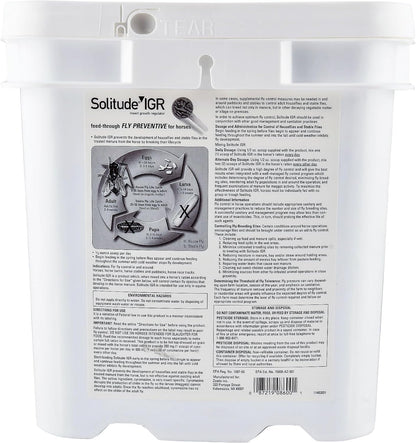 Solitude IGR insect growth regulator packaging displaying ingredients and daily dosage guidelines