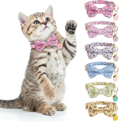 6 PCS Cat Collars with Bow Tie and Bell,Cat Collars Plaid,Breakaway Adjustable Cat Bow Tie Collars,Cute Bow Tie Suitable for Kittens Or Certain Puppies Mixed Colors - Image 13