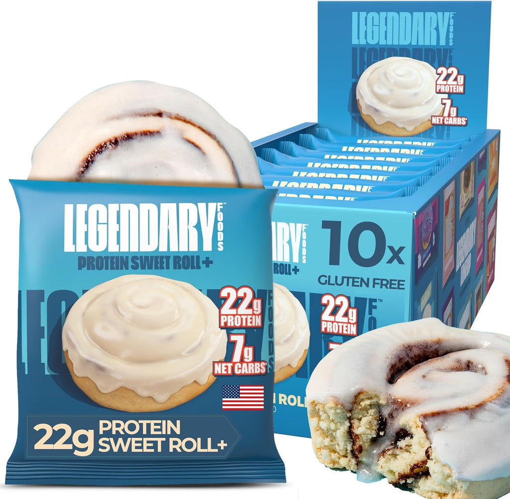 Legendary Foods Cinnamon Roll 22g Protein Bars – Gluten-Free, Low Carb Meal Option – Sweet Zero Sugar Snack, Keto-Friendly – 10-Pack High Protein Pre- or Post-Workout Nutrition Bars - Image 1