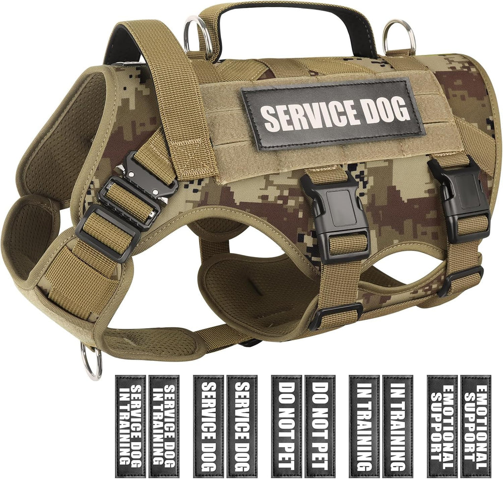 WINSEE Service Dog Vest Harness for Large Dog, Tactical Working MOLLE Vest with 10 Pet Patches, No Pull Heavy Duty Harness for Training Walking - Image 10