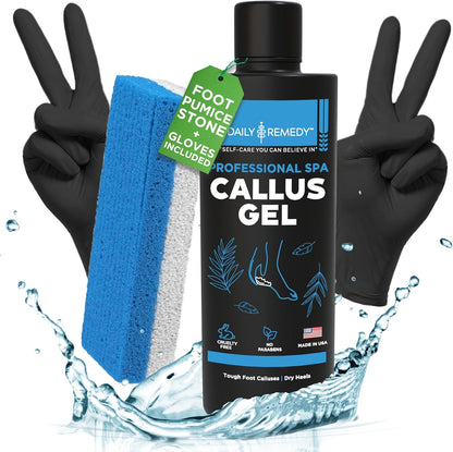 Daily Remedy Callus Remover Gel front view of 8 ounce bottle for professional foot care.
