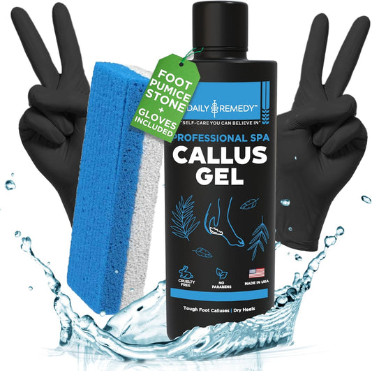 Daily Remedy Callus Remover Gel front view of 8 ounce bottle for professional foot care.