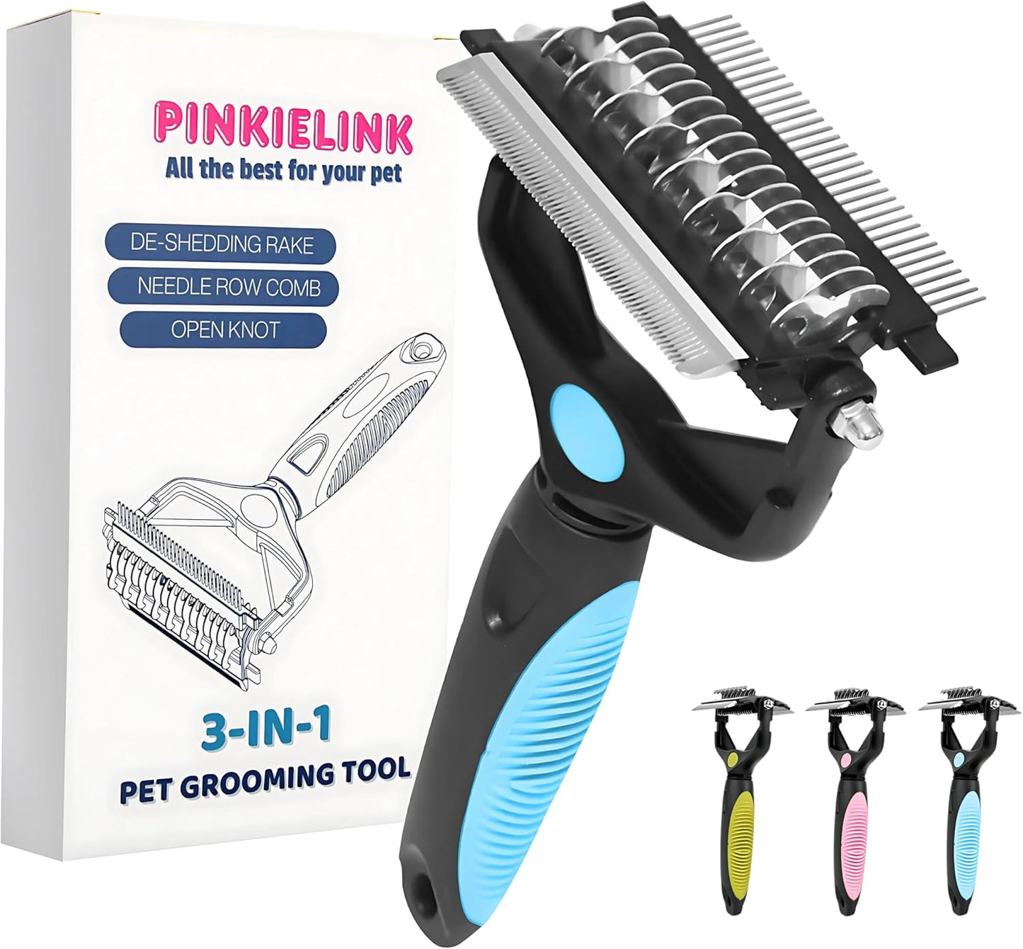 3-IN-1 Pet Grooming Tool - Undercoat Rake, Dematting Comb & Deshedding Brush for Cats, Dogs, Horses - Removes Mats, Tangles & Loose Fur, Reduces Shedding & Prevents Hair Mess (Green) - Image 9