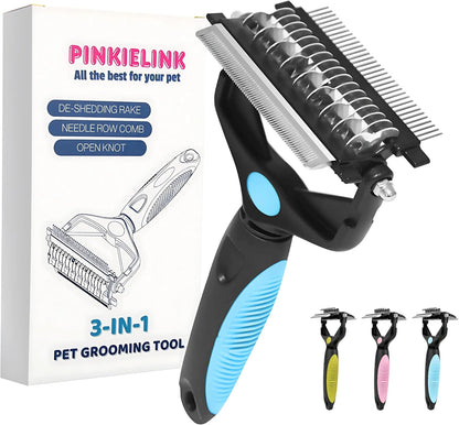 3-IN-1 Pet Grooming Tool - Undercoat Rake, Dematting Comb & Deshedding Brush for Cats, Dogs, Horses - Removes Mats, Tangles & Loose Fur, Reduces Shedding & Prevents Hair Mess (Green) - Image 9